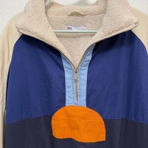 Zara Multicolor Half-Zip Fleece Pullover